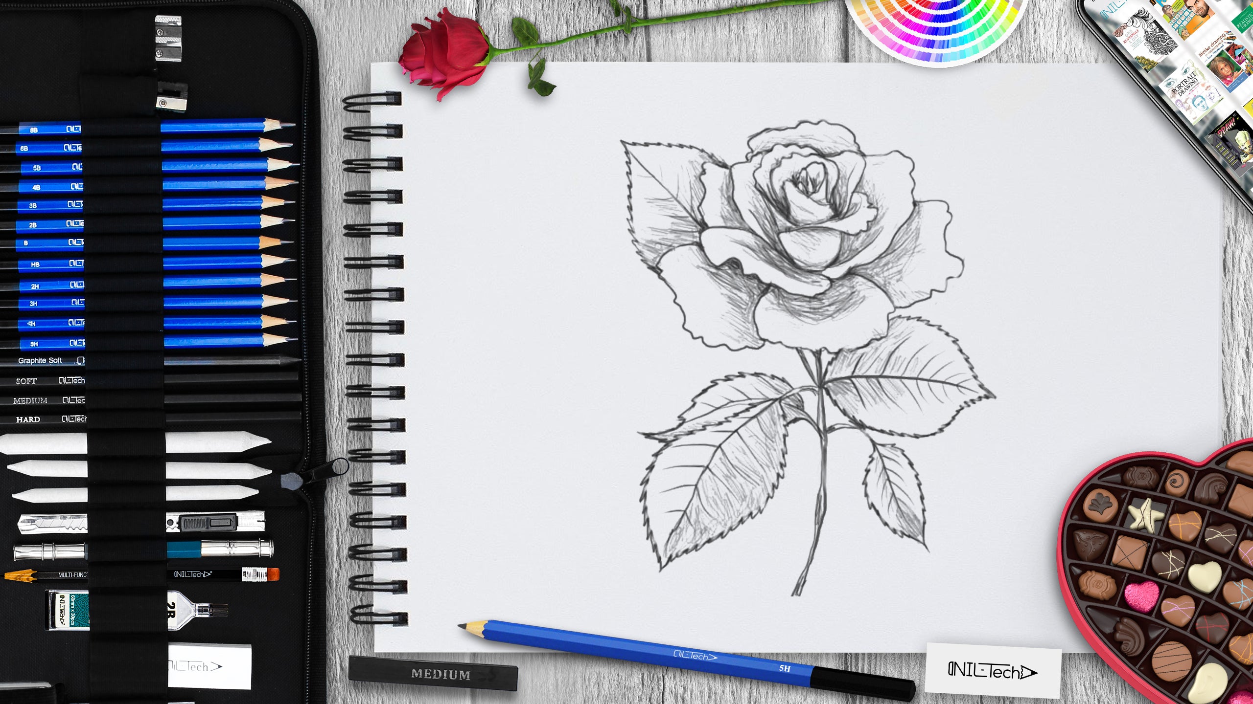 Rose Realistic Drawing · Creative Fabrica